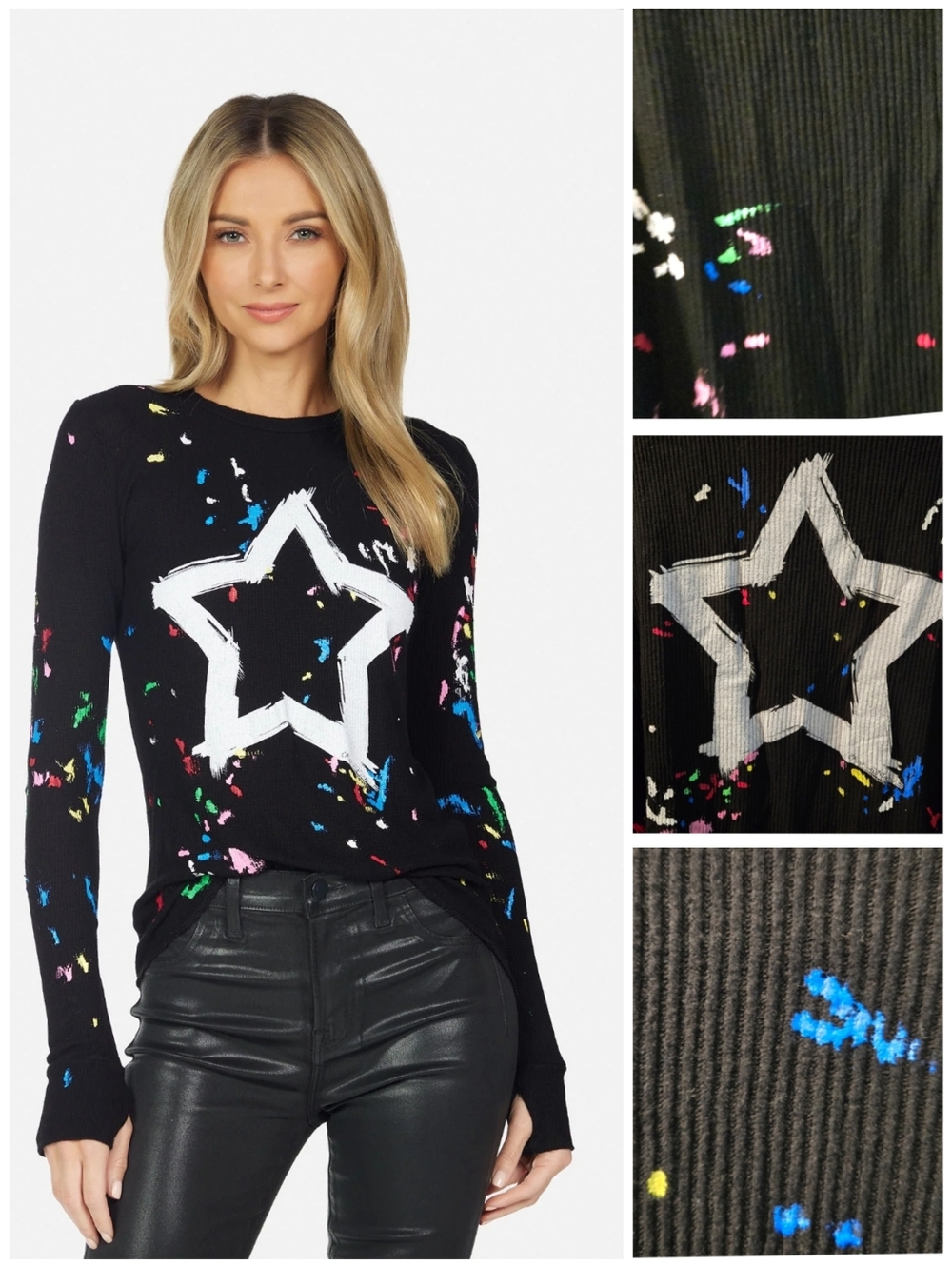 Lauren Moshi Paint-Splattered Peace thermal mckinley/sweater